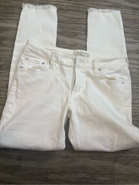Lucky Brand White Skinny Jeans with Raw Hem